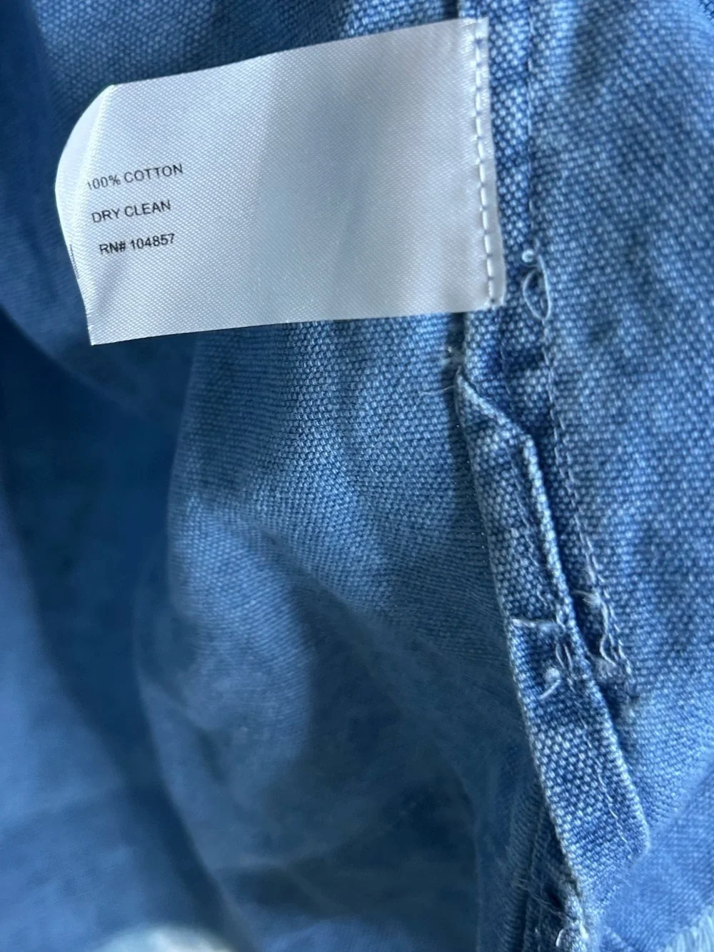 AG 100% Cotton Two Tone Denim Distressed Oversized Boxy Fit Popover Top - Picture 12 of 12